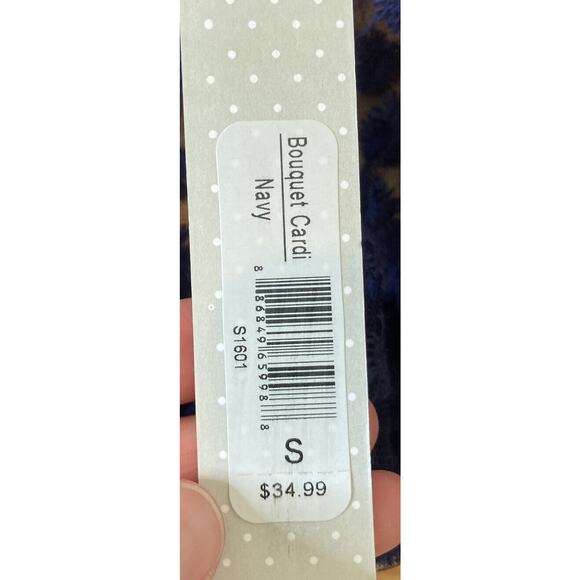 NWT $34.99 DE Collection Bouquet Cardigan Size Small Women’s Navy - Picture 4 of 8